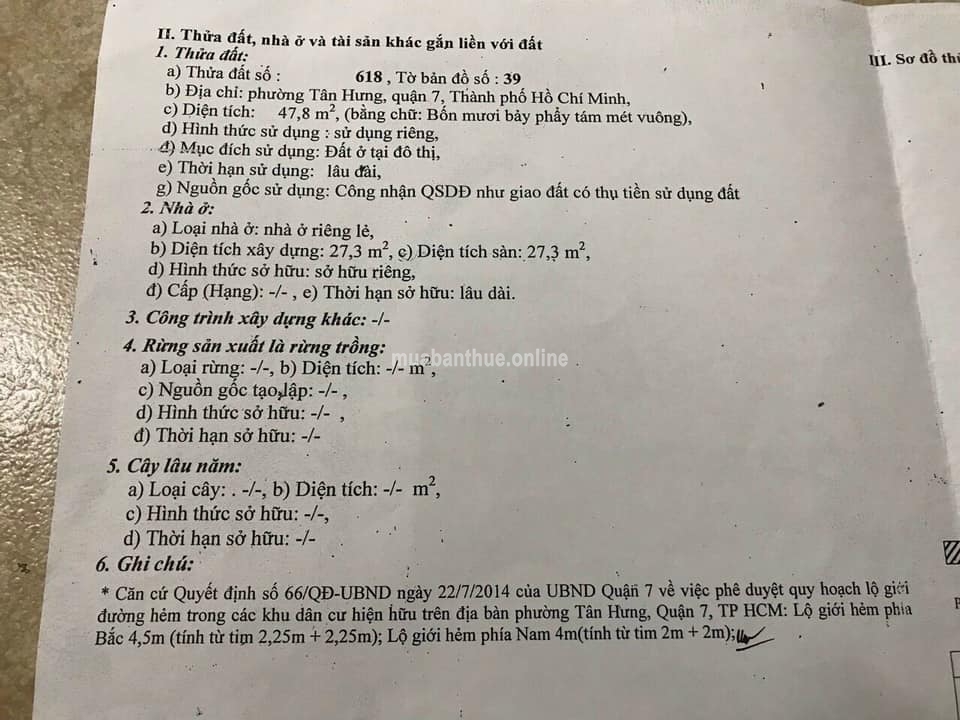 Bán Lô Đất Thổ Cư Hẻm 675 Trần Xuân Soạn, Phường Tân Hưng, Quận 7