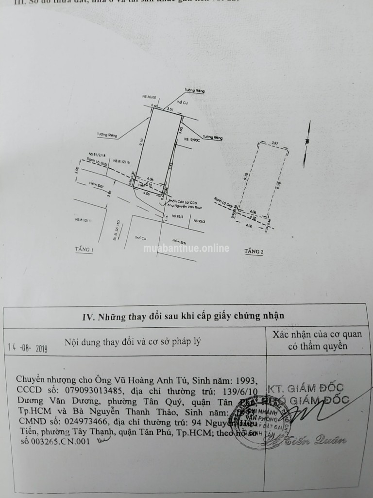 Hẻm 1/ 95 đường 18D bhha bình Tân (81/2/14 ds18D) Hướng tây nam