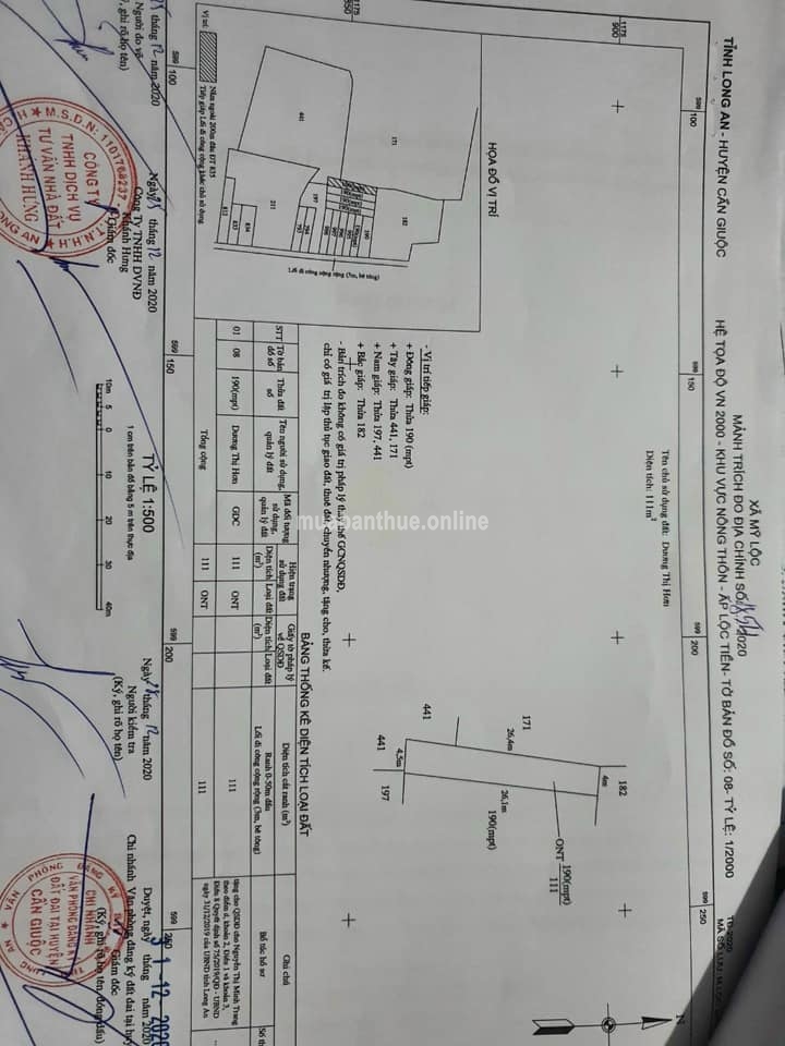 Tc có 4 nền lô nhì đường ấp Văn Hoá Lộc Tiền Mĩ Lộc Cần Giuộc Long An.