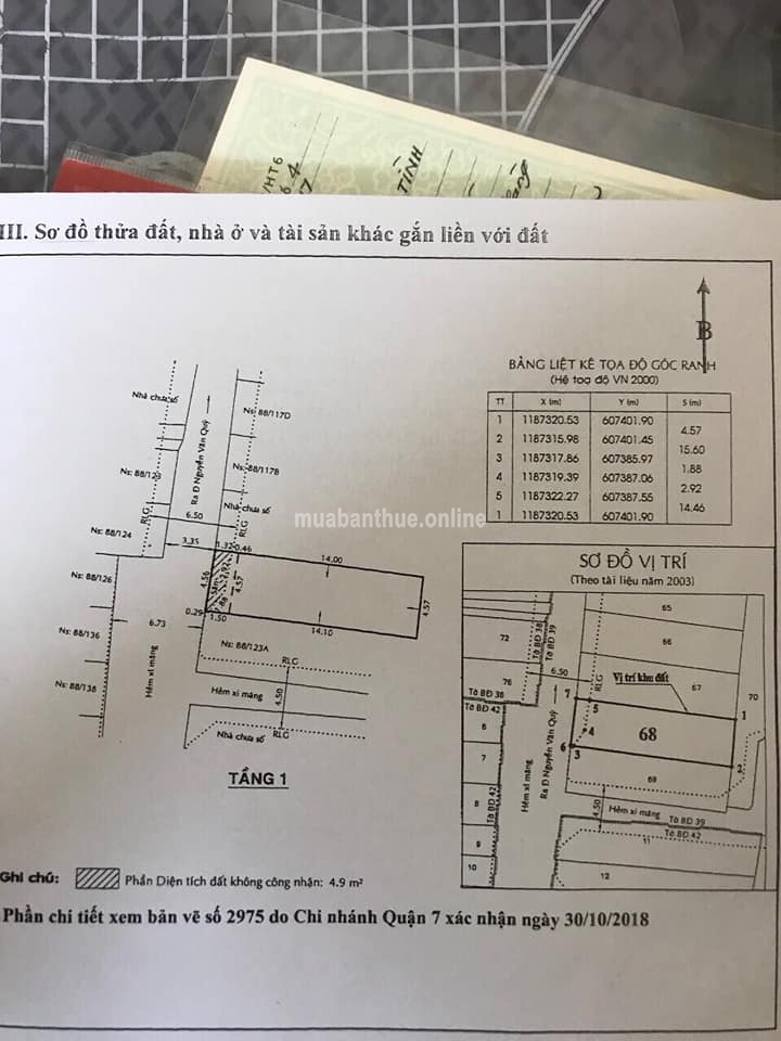 Bán Nhà mặt tiền hẻm 88 Nguyễn Văn Quỳ, phường Phú Thuận, Quận 7