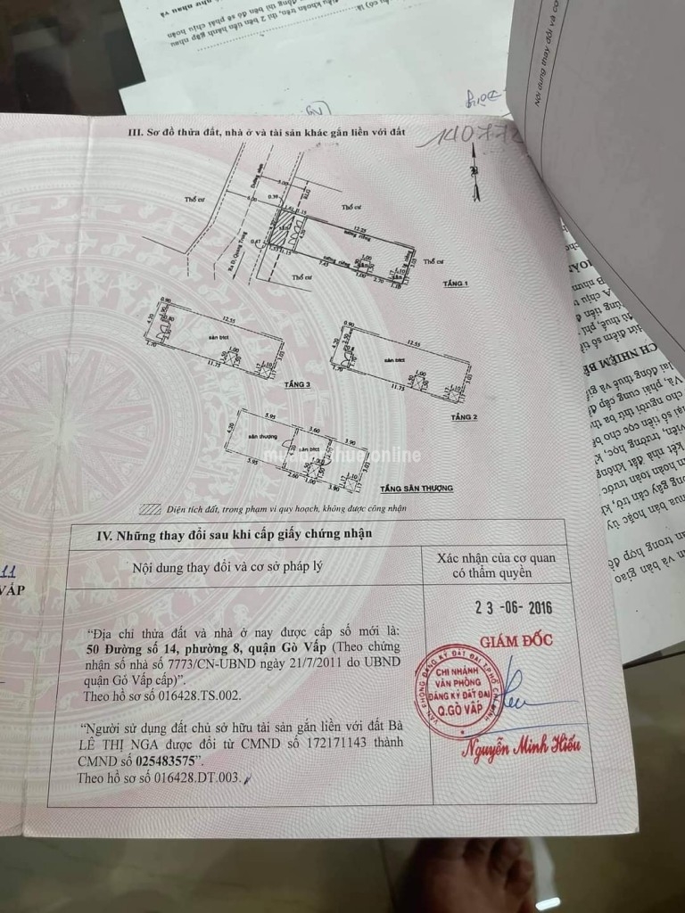 Mặt tiền đường số 14 phường 8 ngang 420 dài 15,50