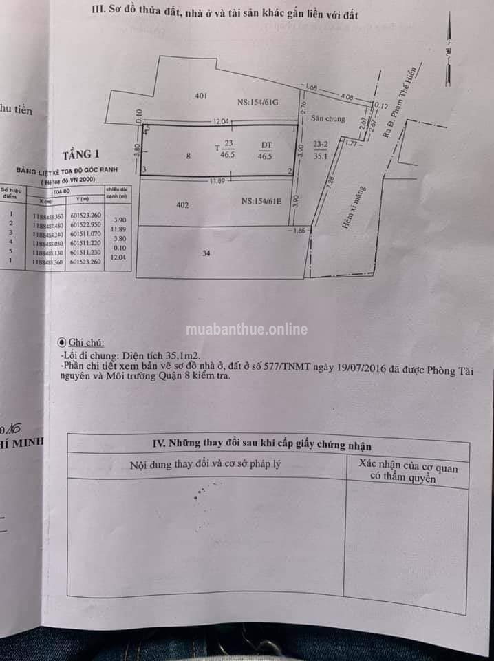 Bán nhà 154 Âu Dương Lân P3,Q8.