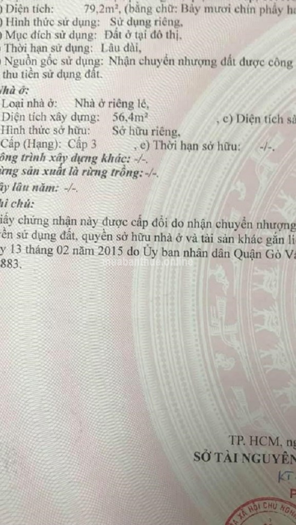 Cc gởi Bán nhà Lê lợi phường 4 gò vấp