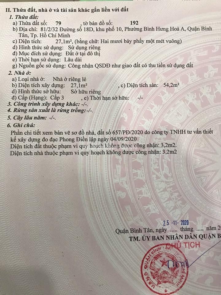 Nhà 81/2/32 đường 18D, phường BHHA.