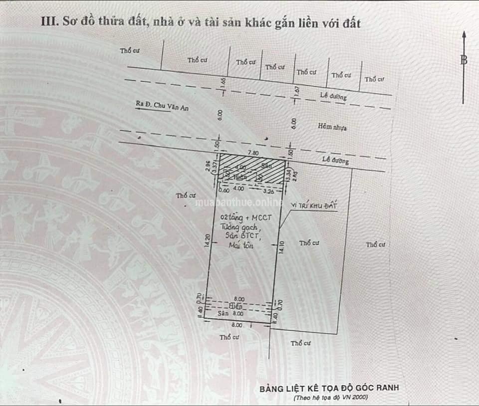 Lô đất mặt tiền đường nhựa 10m Chu Văn An phường 12 Bình Thạnh