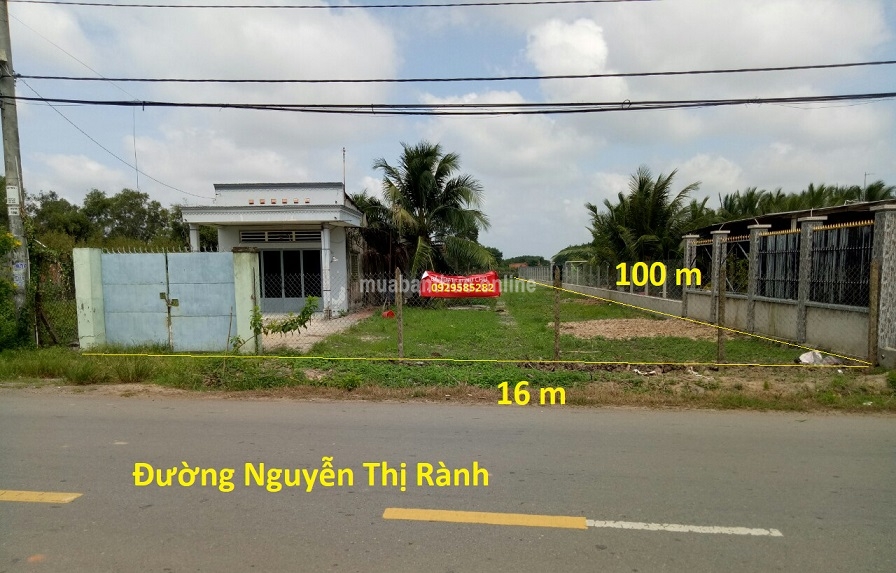 Bán lô đất mặt tiền đường Nguyễn Thị Rành, 16×100, có 240 m2 thổ cư