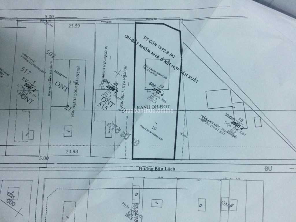 Bán lô đất mặt tiền đường Bàu Lách, ngang 25, nở hậu 27, sâu 86m, 2.373 m2