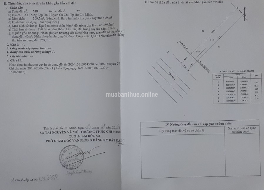 Bán lô đất mặt tiền đường tỉnh lộ 2, 6×50, 40m2 thổ cư, giá 3 tỷ