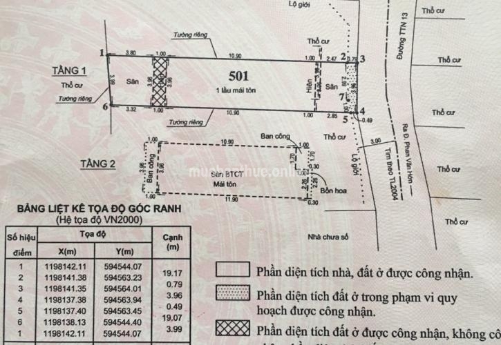 Bán Nhà gần chợ Lạc Quang. P Tân Thới Nhất - Q12. Đúc 1 trệt 1 lầu. DT 4x20m. Hẻm thông xe hơi