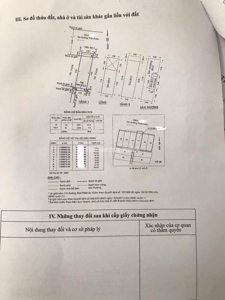 NHÀ HẺM XE TẢI - 1/ THÁI PHIÊN, PHƯỜNG 08, QUẬN 11 - (hướng Bắc).