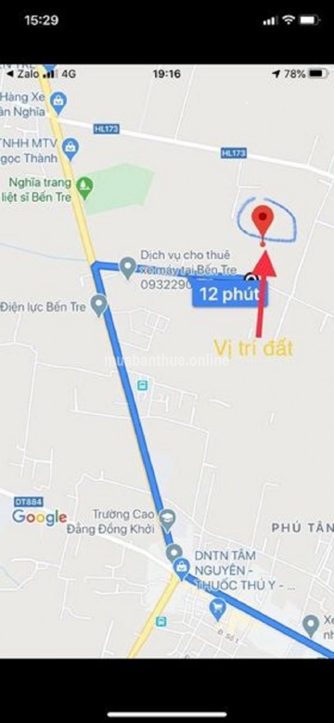 BÁN ĐẤT GIÁ RẺ CÁCH TRUNG TÂM TP BẾN TRE 10 PHÚT XE MÁY