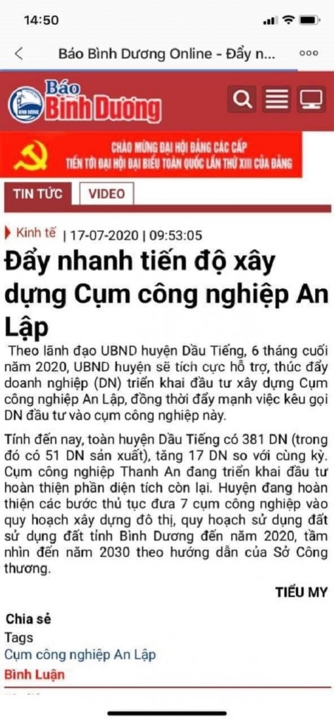 BÁN GẤP NỀN KCN An Lập - Bình Dương