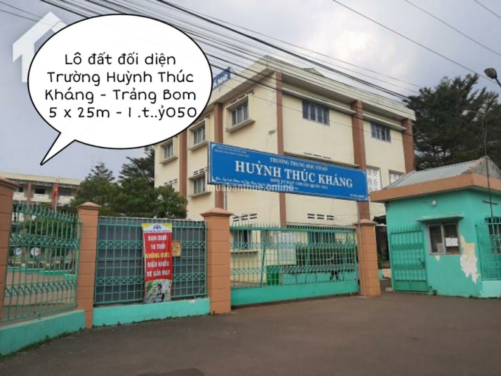 Lô đất đối diện trường THCS Huỳnh Thúc Kháng, Trảng Bom 125m giá 1.05 tỷ