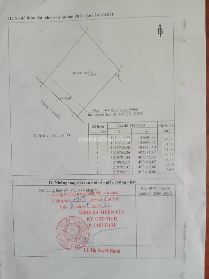 Bán 3 sào 3 ( 3.300m2 ) - Thiện Tân ,Vĩnh Cửu