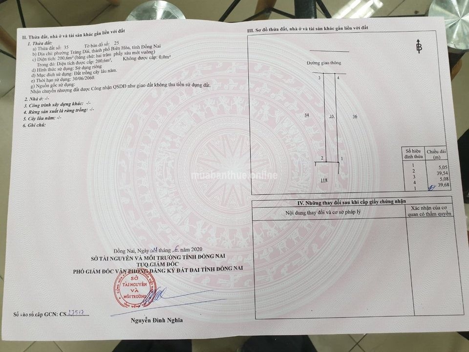 Mặt tiền đường 768B,SHR hướng Bắc, ngã 4 cây sung, kp4, Trảng Dài