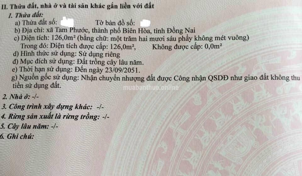 Bán dãy phòng trọ xã Tam Phước , TP Biên Hoà ....