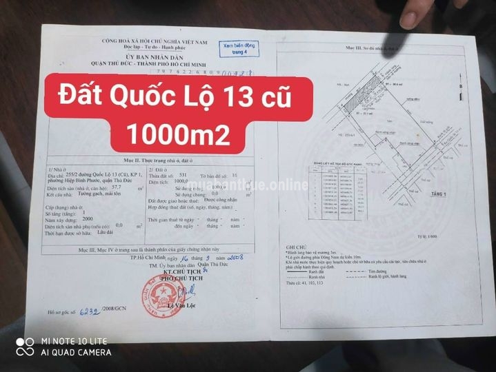 Bán lô đất 1/ quốc Lộ 13 cũ - P.Hiệp Bình Phước - Tp.Thủ Đức