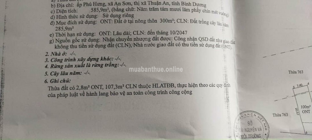 BÁN LÔ ĐẤT 2 MẶT TIỀN AN SƠN. TX THUẬN AN