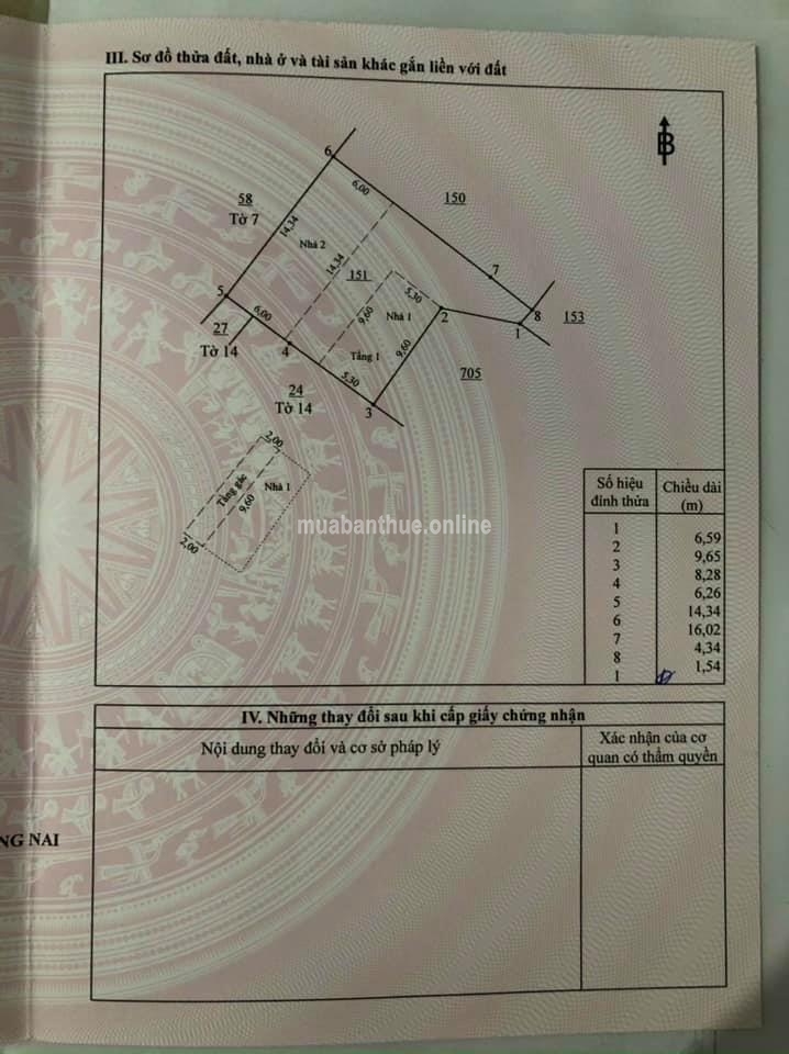 Đất sổ riêng thổ cư Phường Bửu Hoà