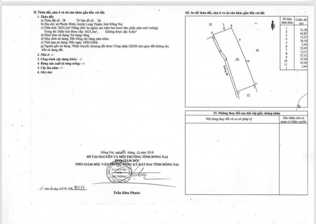 Đất Góc 2 mặt tiền đường nhựa xã Phước Bình, huyện Long Thành ĐN