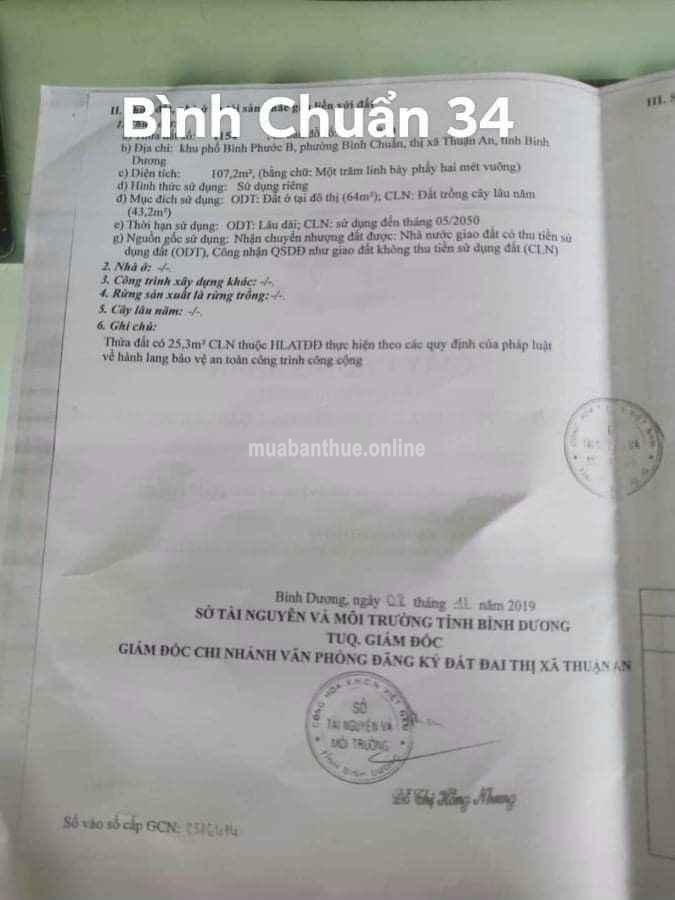 Đất Bình Chuẩn 34, Thuận An BD