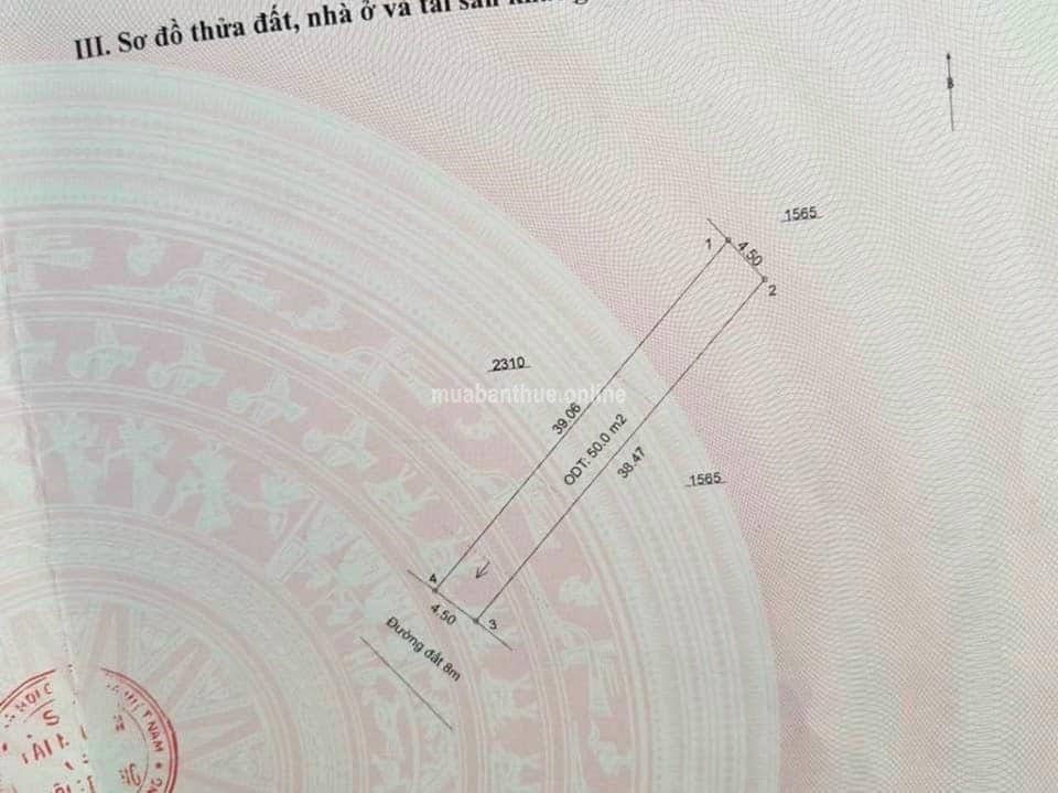 BÁN ĐẤT MẶT TIỀN CHỢ HOÀNG GIA TÂN ĐỊNH, TX BẾN CÁT