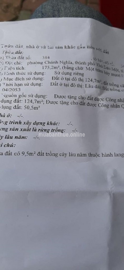 Đất Khu 6 , Hai Xẹc phường Chánh Nghĩa Thủ Dầu Một . BD