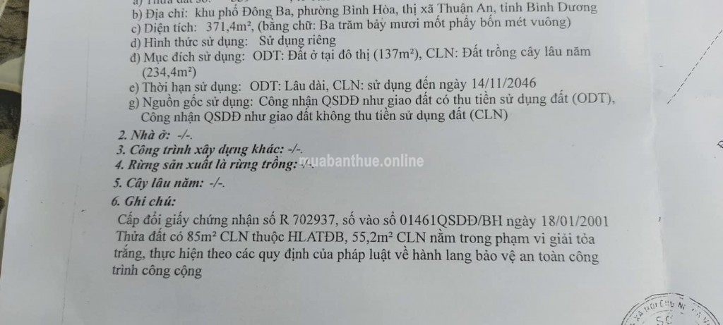 BÁN ĐẤT MẶT TIỀN ĐẠI LỘ BÌNH DƯƠNG (QL13)