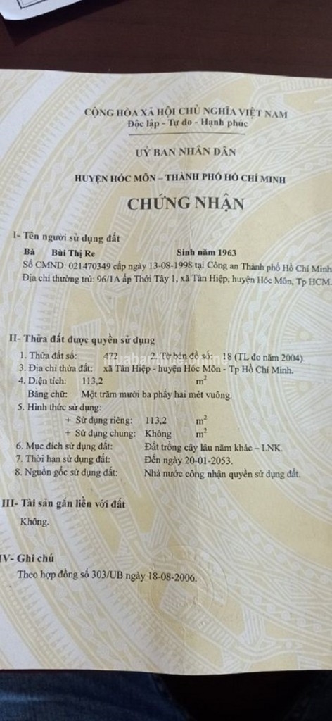 Chủ Gởi Bán Lô Đất Trồng cây