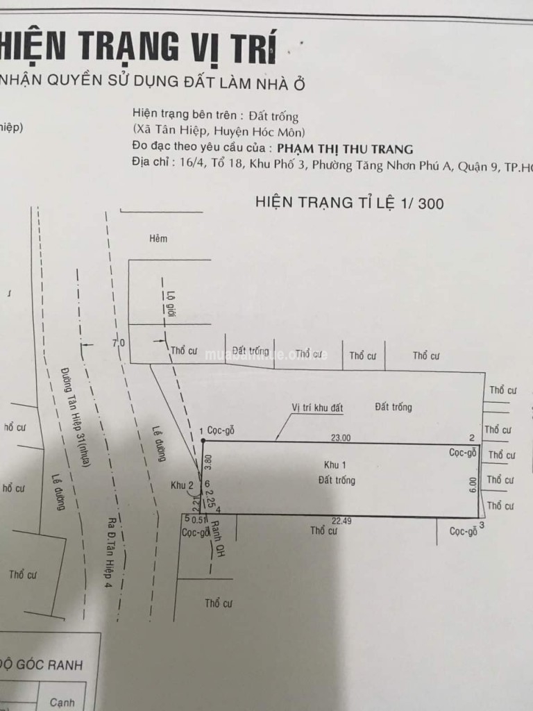 Chủ Gởi Bán Lô Đất Thổ Cư.