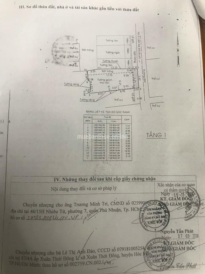 Hóc môn. Bán căn nhà cấp 4. Xã Xuân Thới Đông.