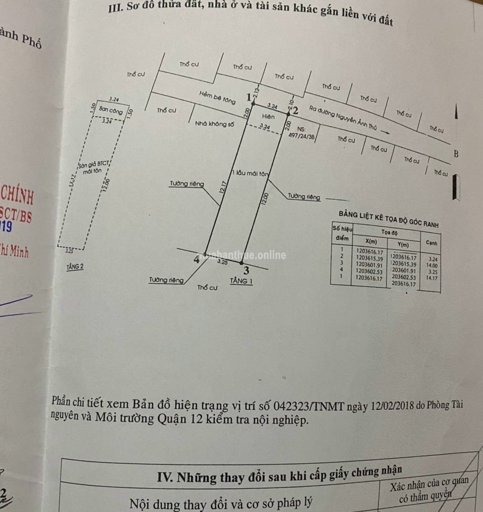 BÁN NHÀ ĐƯỜNG HIỆP THÀNH 17, PHƯỜNG HIỆP THÀNH, QUẬN 12, SỔ HỒNG RIÊNG