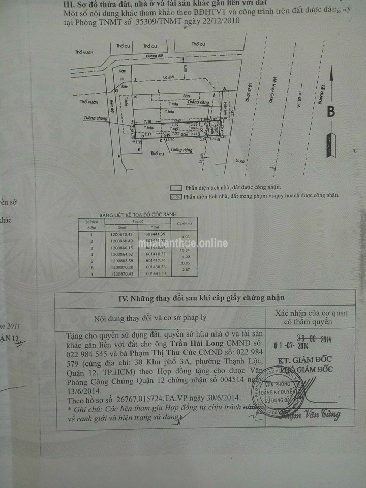 Bán nhà cấp 4 MT HÀ HUY GIÁP.cách cầu AN LỘC 200m.