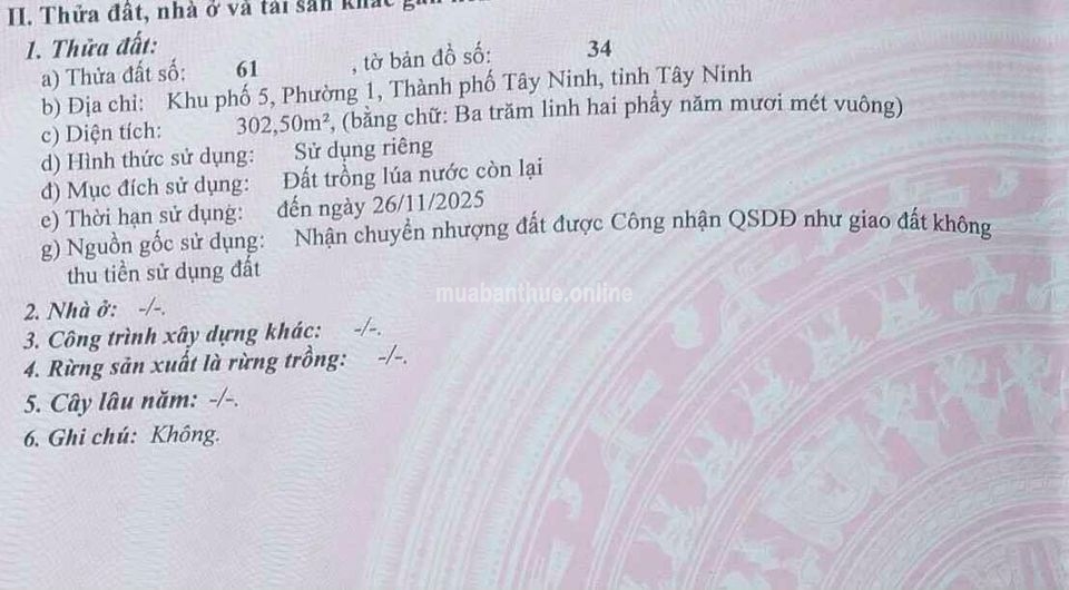 -Bán đất ! -- Cách quán cafe sen đá 600m, kp5, phường 1, tp tây ninh