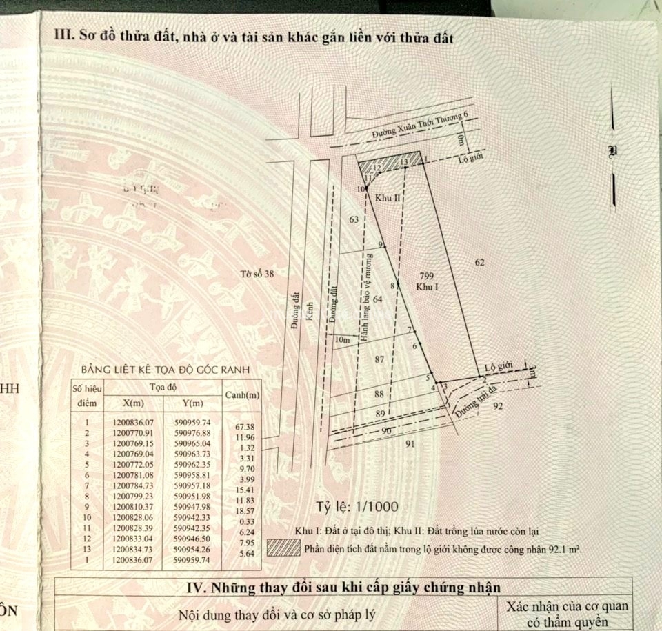 Cần Tiền Bán Gấp Lô Đất Thổ Cư Diện Tích. 1105 m2.