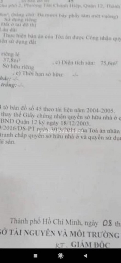 Mặt tiền TCH 18. 6m thông Gần trường GTVT. Q12