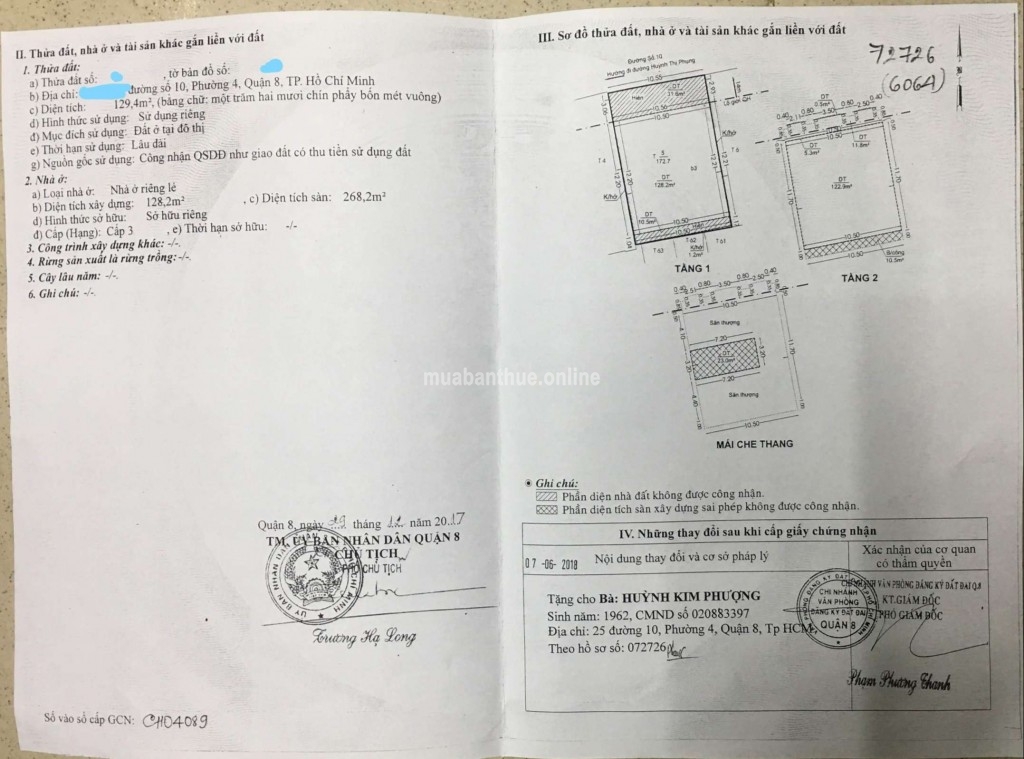 CC Bán nhà 2 tấm rưỡi đường số 10, P. 4, Q. 8, Tp. HCM