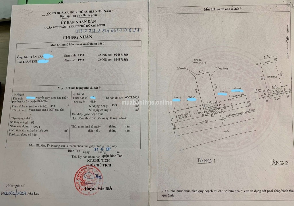 CC Bán nhà 1 lầu HXH đường Nguyễn Quý Yêm, P. An Lạc, Q. Bình Tân, TP. HCM