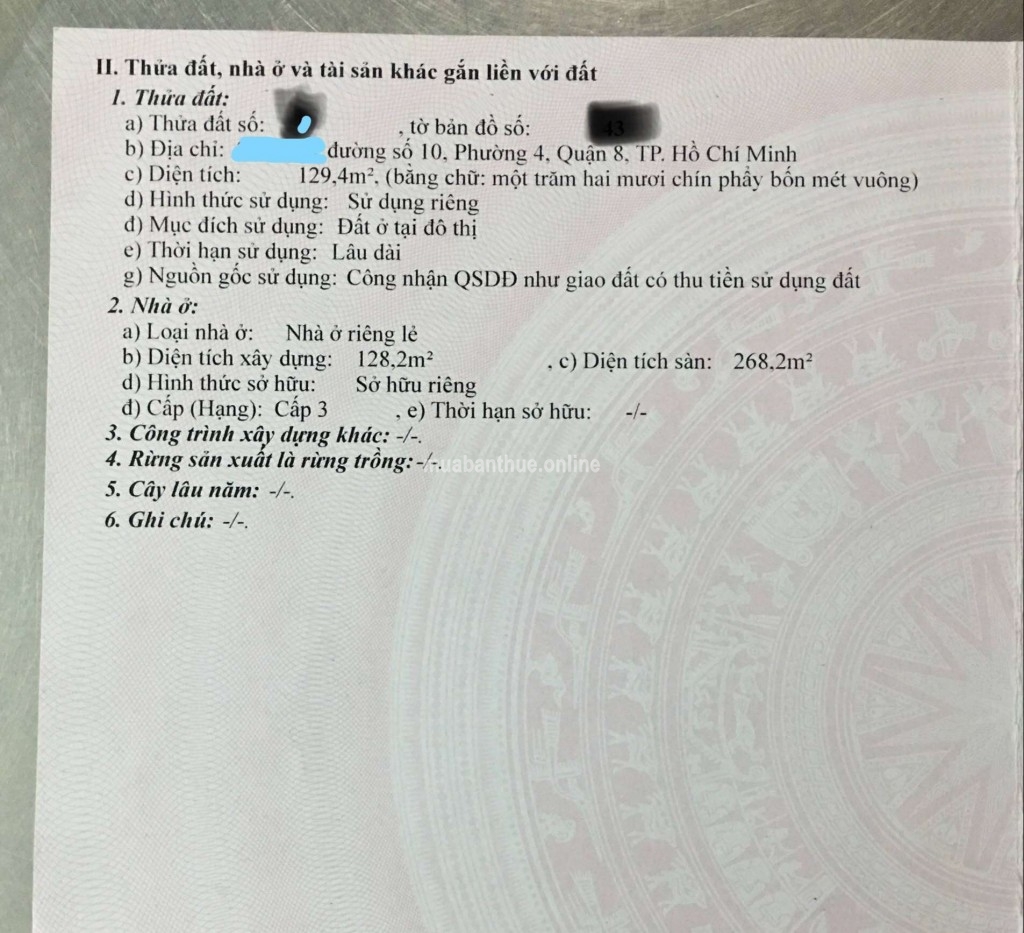 CC Bán nhà 2 tấm rưỡi đường số 10, P. 4, Q. 8, Tp. HCM