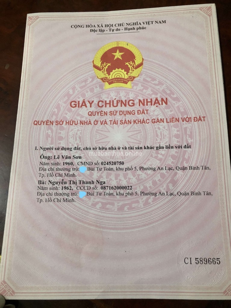 CC Bán nhà đường Bùi Tư Toàn, P. An Lạc, Q. Bình Tân, TP. HCM