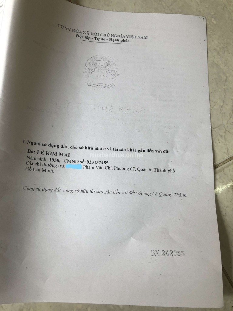 CC Bán nhà HXH 2,5 tấm đường Phạm Văn Chí, Phường 7, Quận 6, Tp. HCM