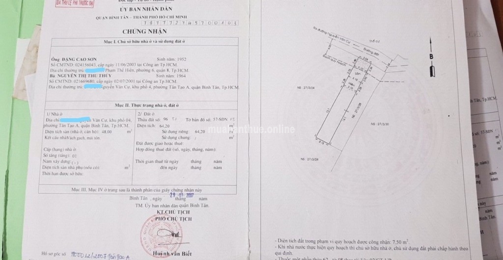 CC Bán nhà đường Nguyễn Văn Cự, phường Tân Tạo A, Quận Bình Tân, Tp. HCM