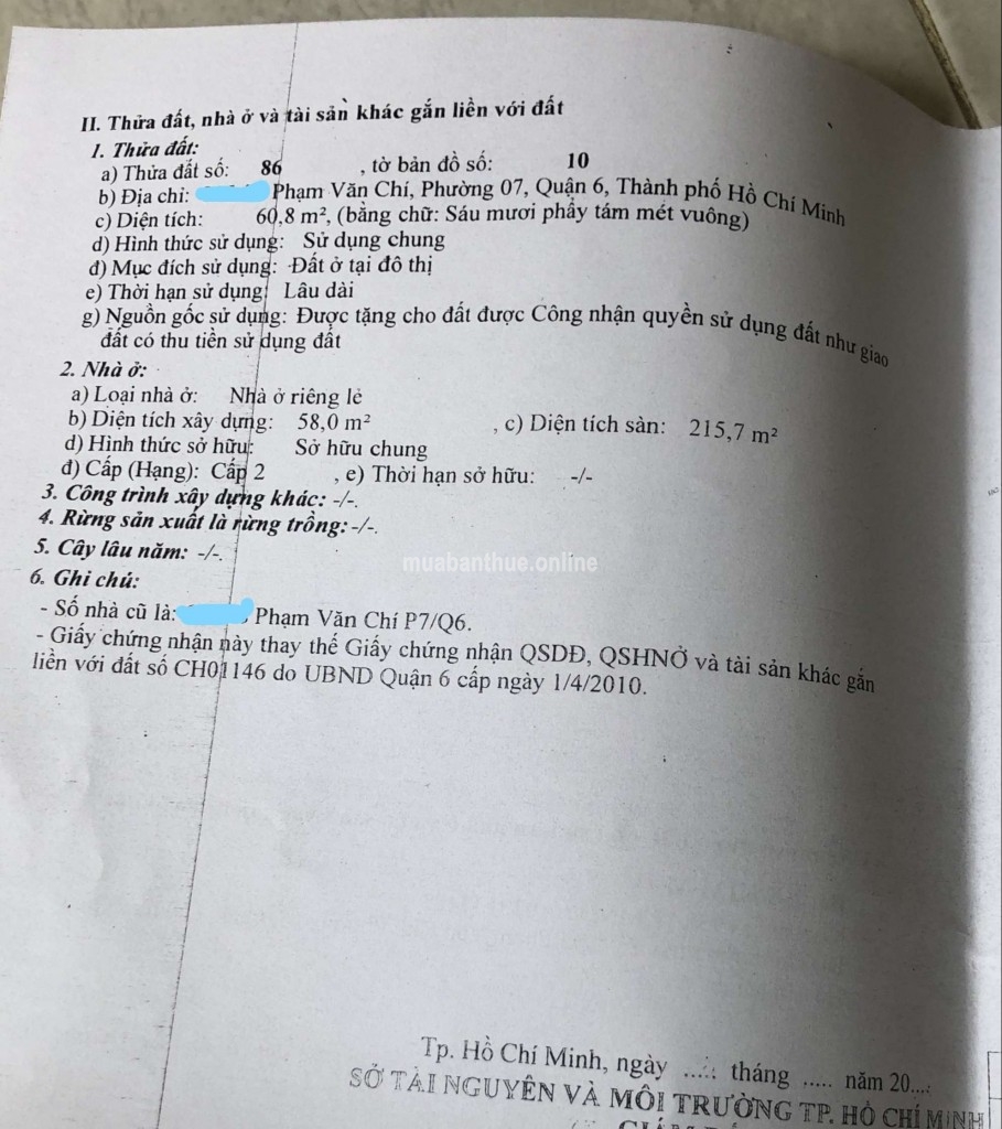 CC Bán nhà HXH 2,5 tấm đường Phạm Văn Chí, Phường 7, Quận 6, Tp. HCM