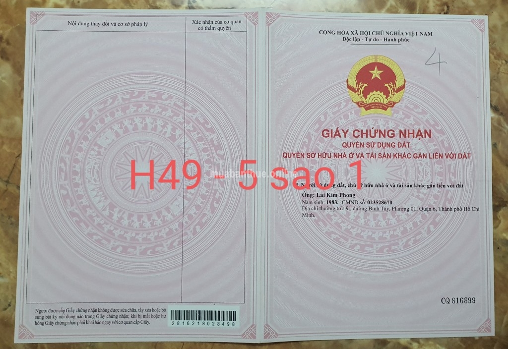 Chính chủ Bán đất nền khu 5 Sao 1